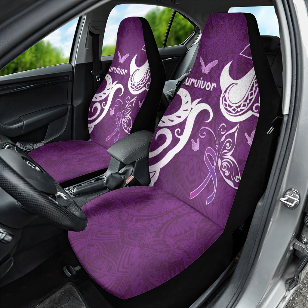 Fibromyalgia Support Car Seat Cover Polynesian Purple Ribbon