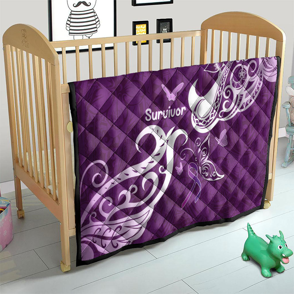 Fibromyalgia Support Quilt Polynesian Purple Ribbon