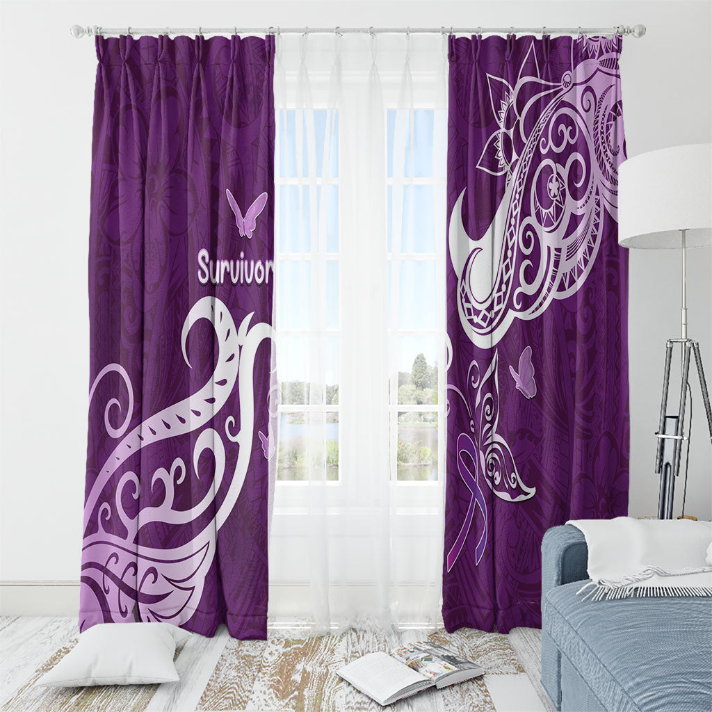 Fibromyalgia Support Window Curtain Polynesian Purple Ribbon