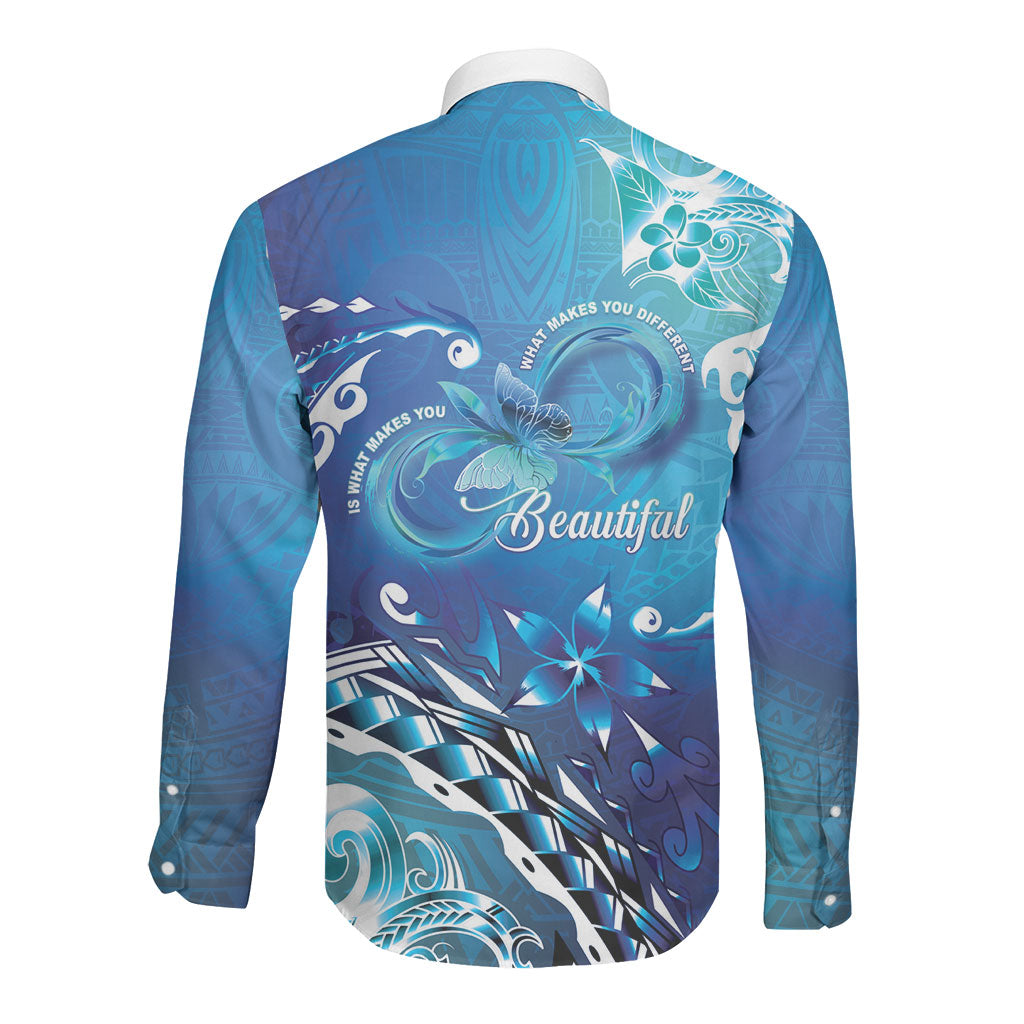 Polynesia Autism Support Long Sleeve Button Shirt Be In Awe Of My 'Tism