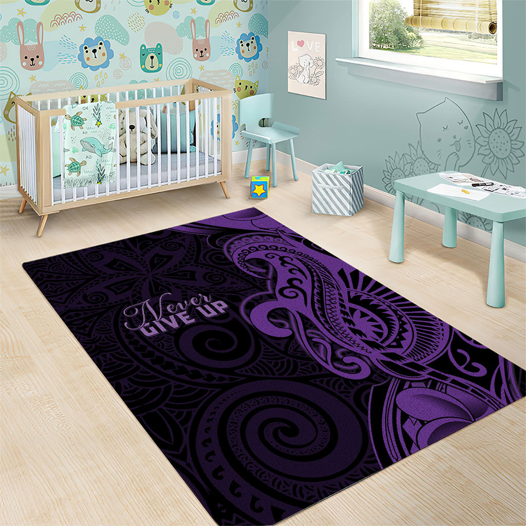 Lupus Warrior Area Rug Never Give Up Polynesian Style