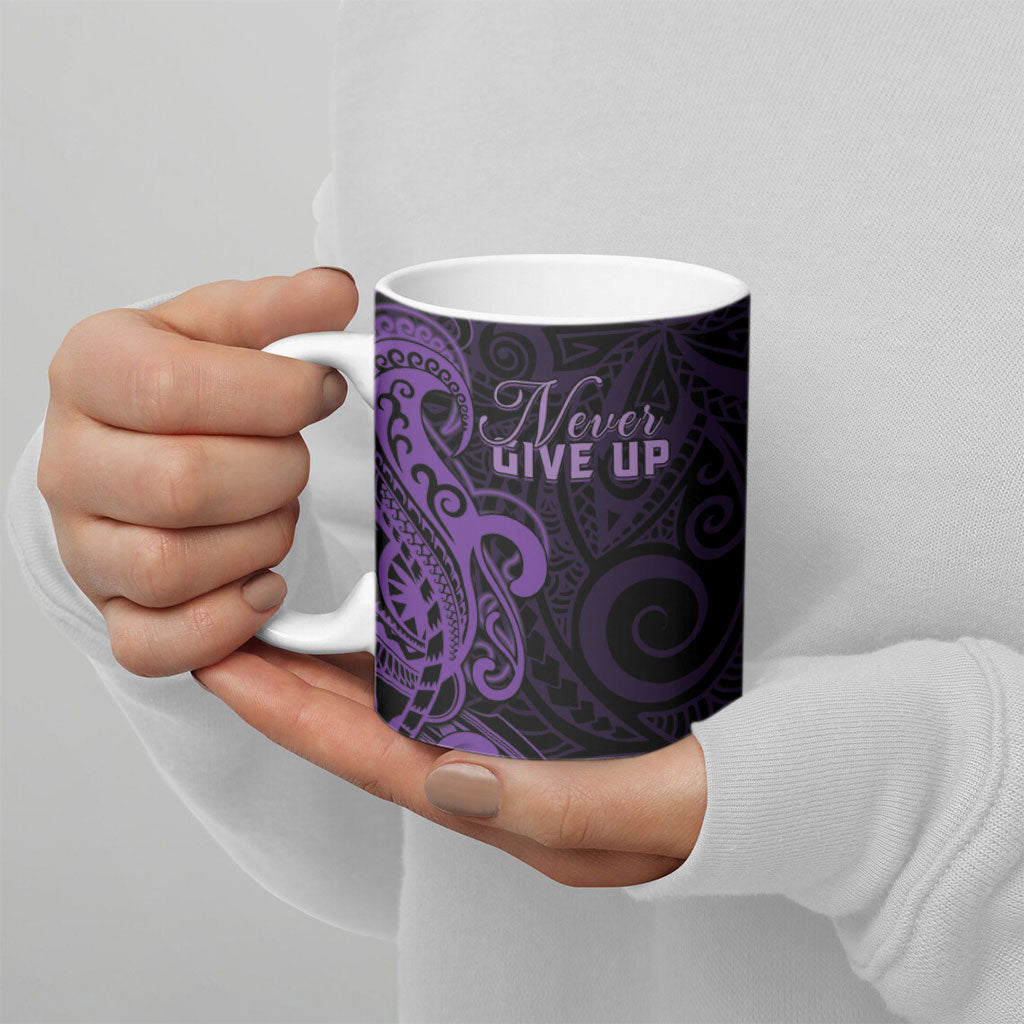 Personalised Lupus Warrior Ceramic Mug Never Give Up Polynesian Style