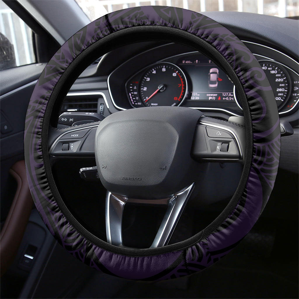 Lupus Warrior Steering Wheel Cover Never Give Up Polynesian Style