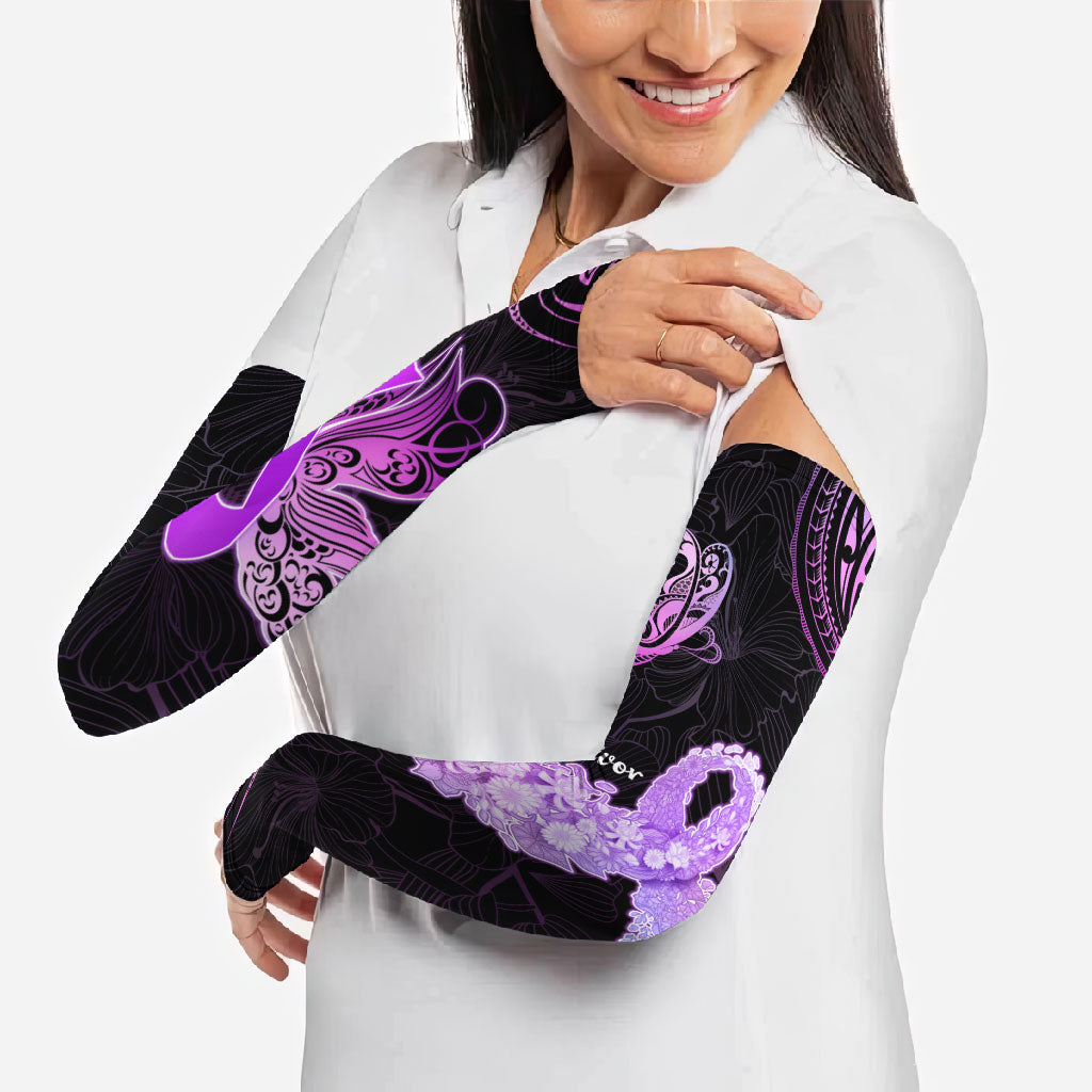 Pancreatic Cancer Support Arm Sleeves Keep Calm And Fight On Polynesian Pattern