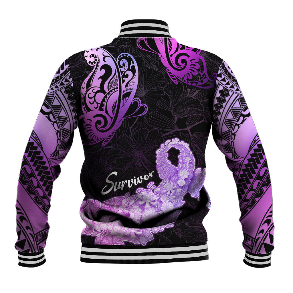 Pancreatic Cancer Support Baseball Jacket Keep Calm And Fight On Polynesian Pattern