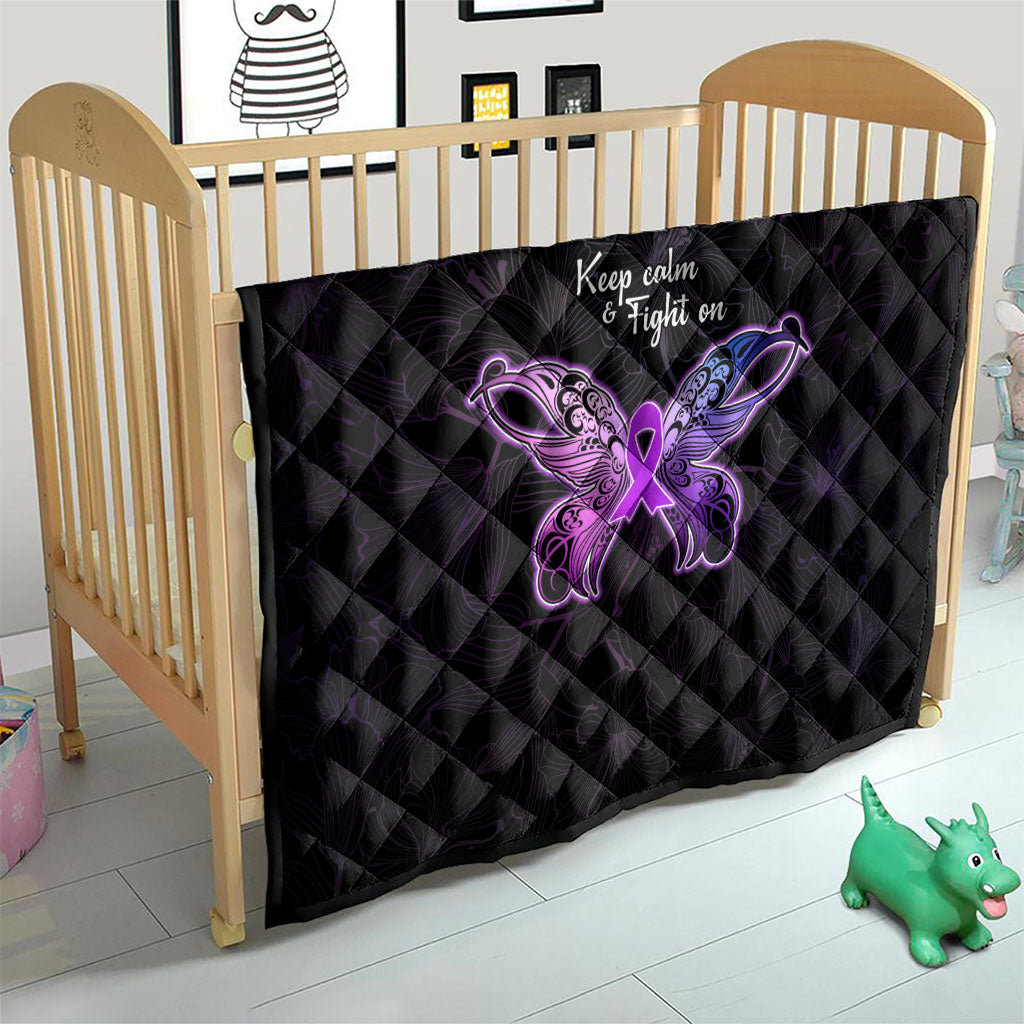 Pancreatic Cancer Support Quilt Keep Calm And Fight On Polynesian Pattern