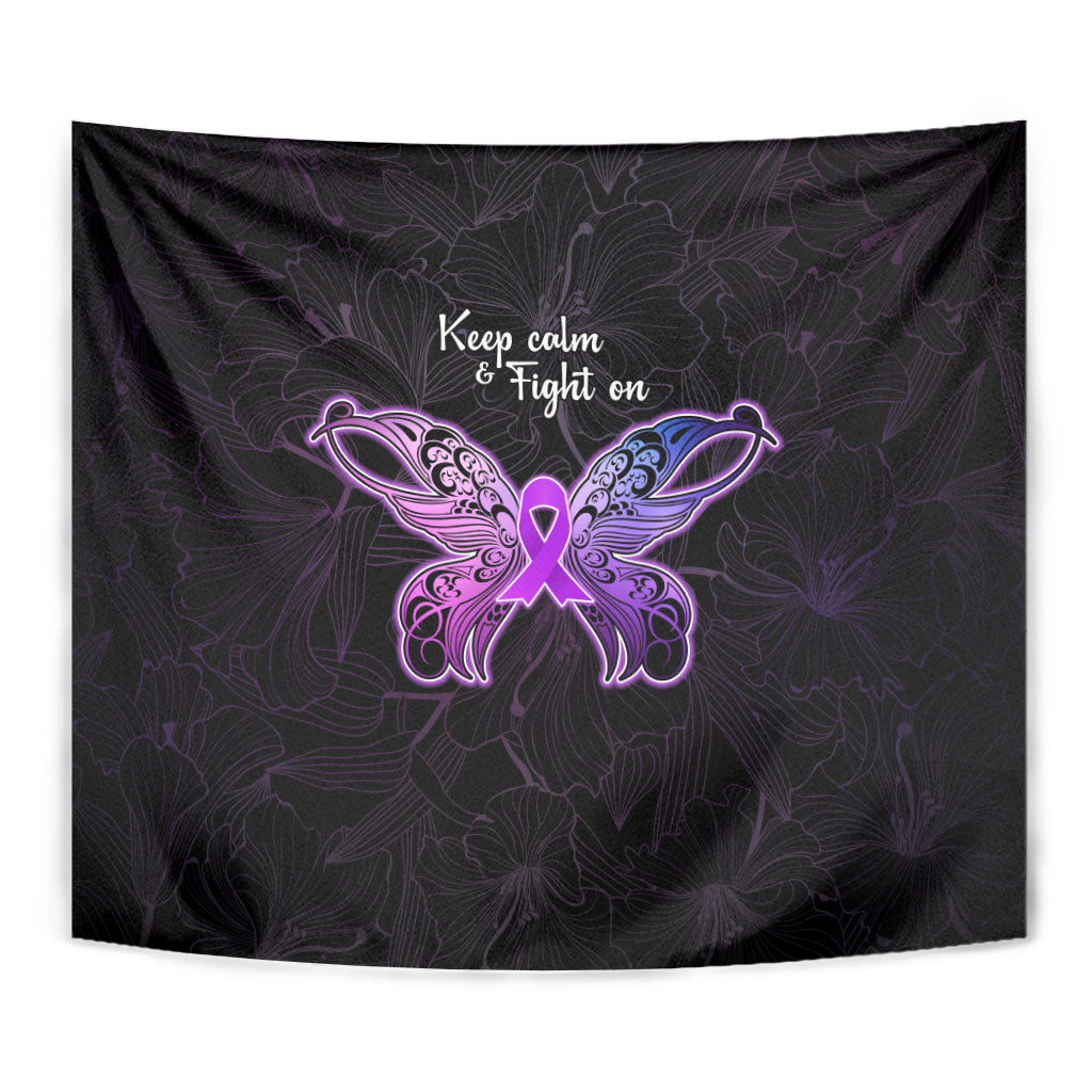 Pancreatic Cancer Support Tapestry Keep Calm And Fight On Polynesian Pattern