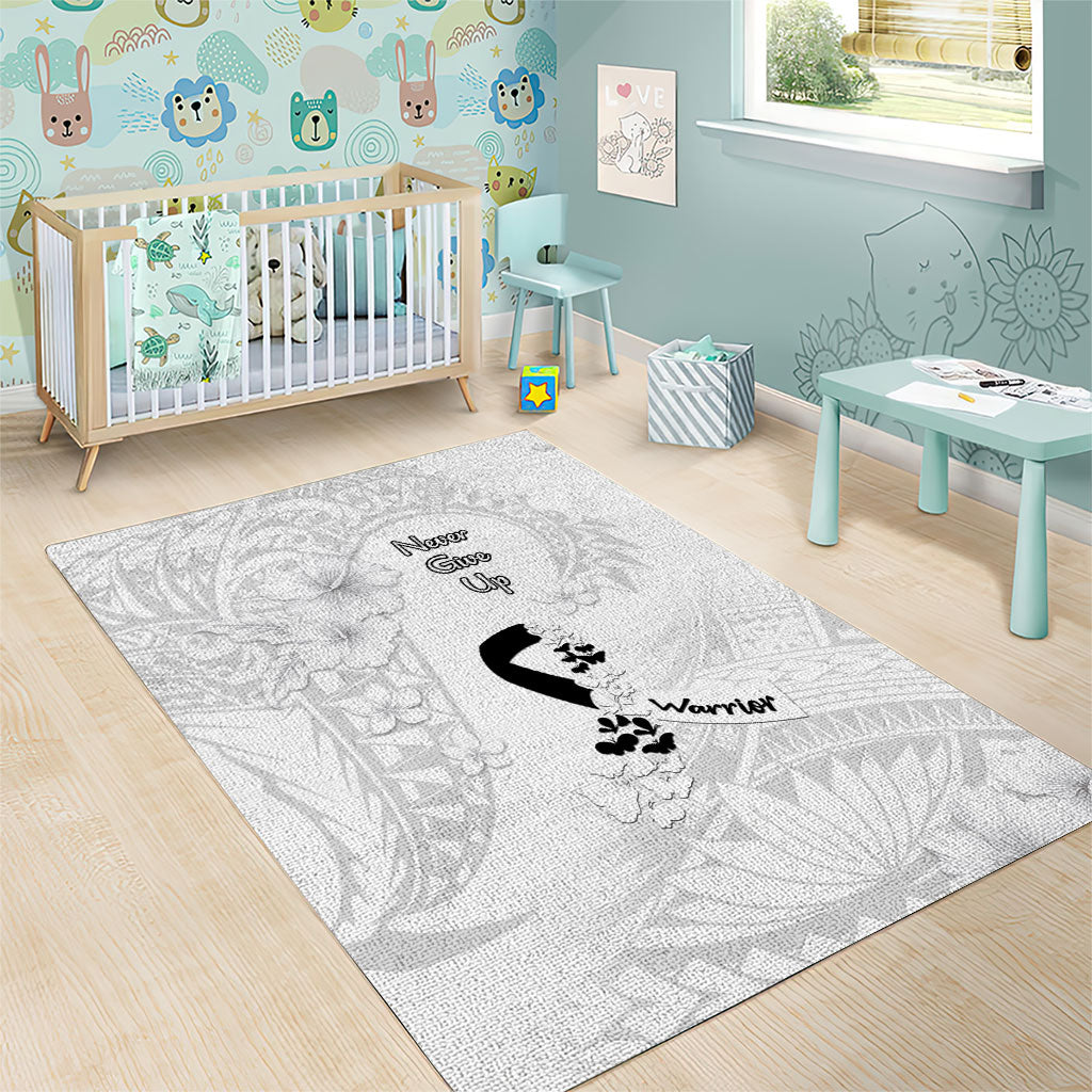 Lung Cancer Support Area Rug Never Give Up Polynesian Style