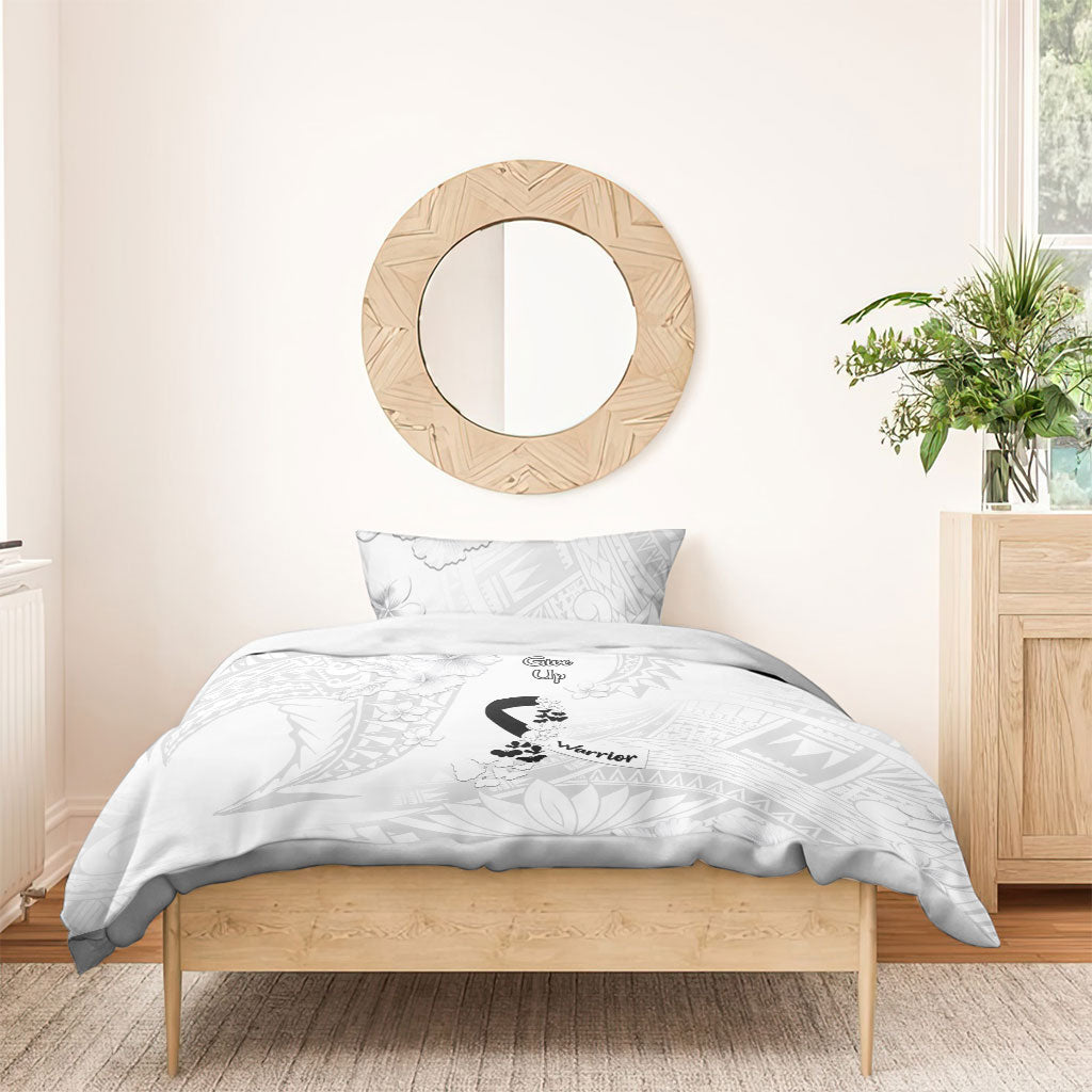 Lung Cancer Support Bedding Set Never Give Up Polynesian Style