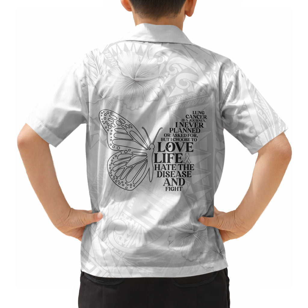 Lung Cancer Support Hawaiian Shirt Never Give Up Polynesian Style