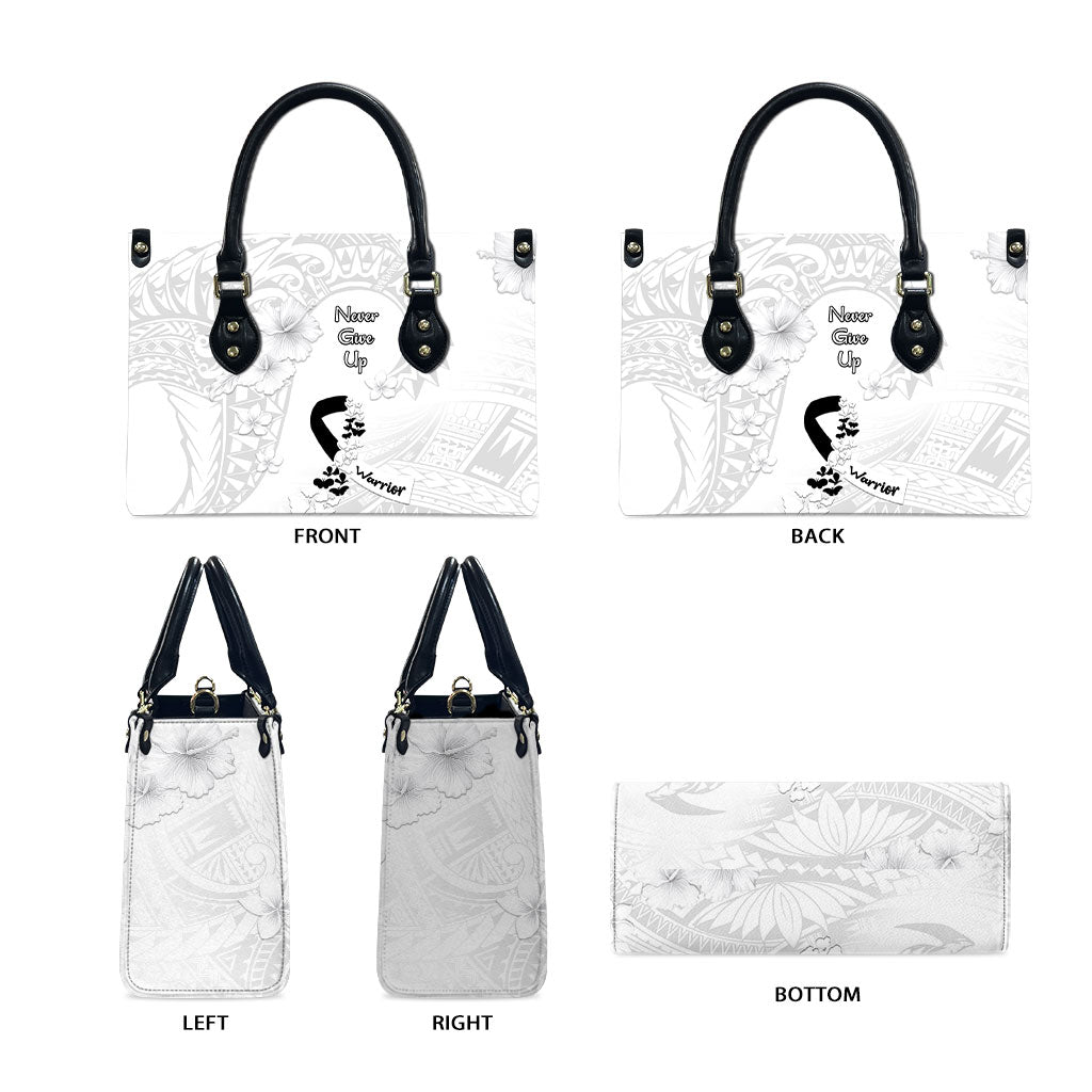 Lung Cancer Support Leather Bag Never Give Up Polynesian Style