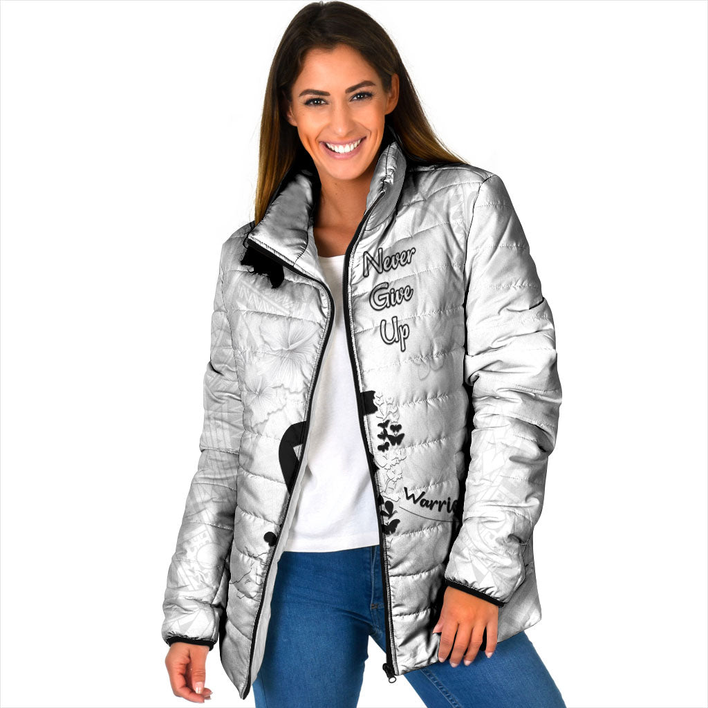 Lung Cancer Support Padded Jacket Never Give Up Polynesian Style
