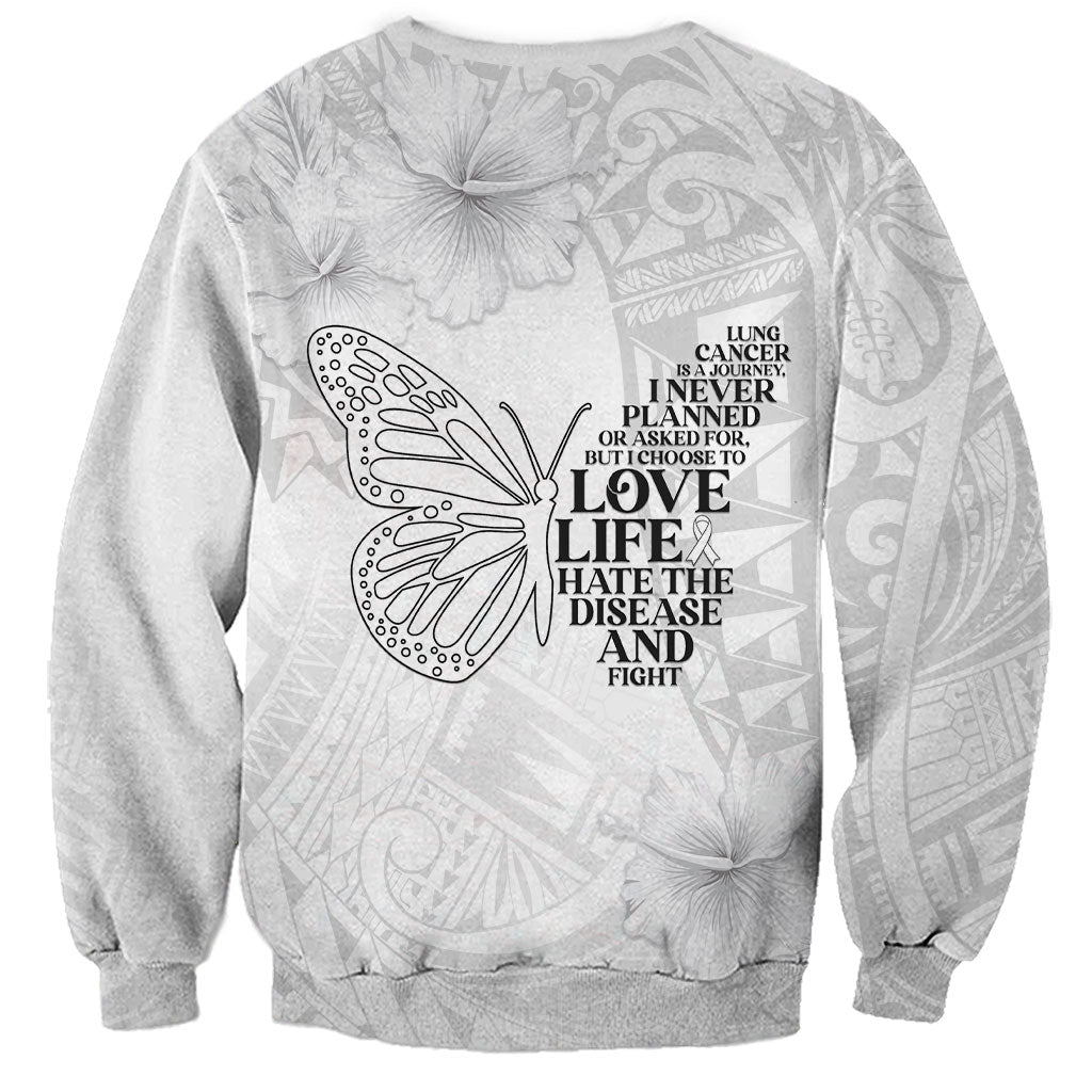 Lung Cancer Support Sweatshirt Never Give Up Polynesian Style