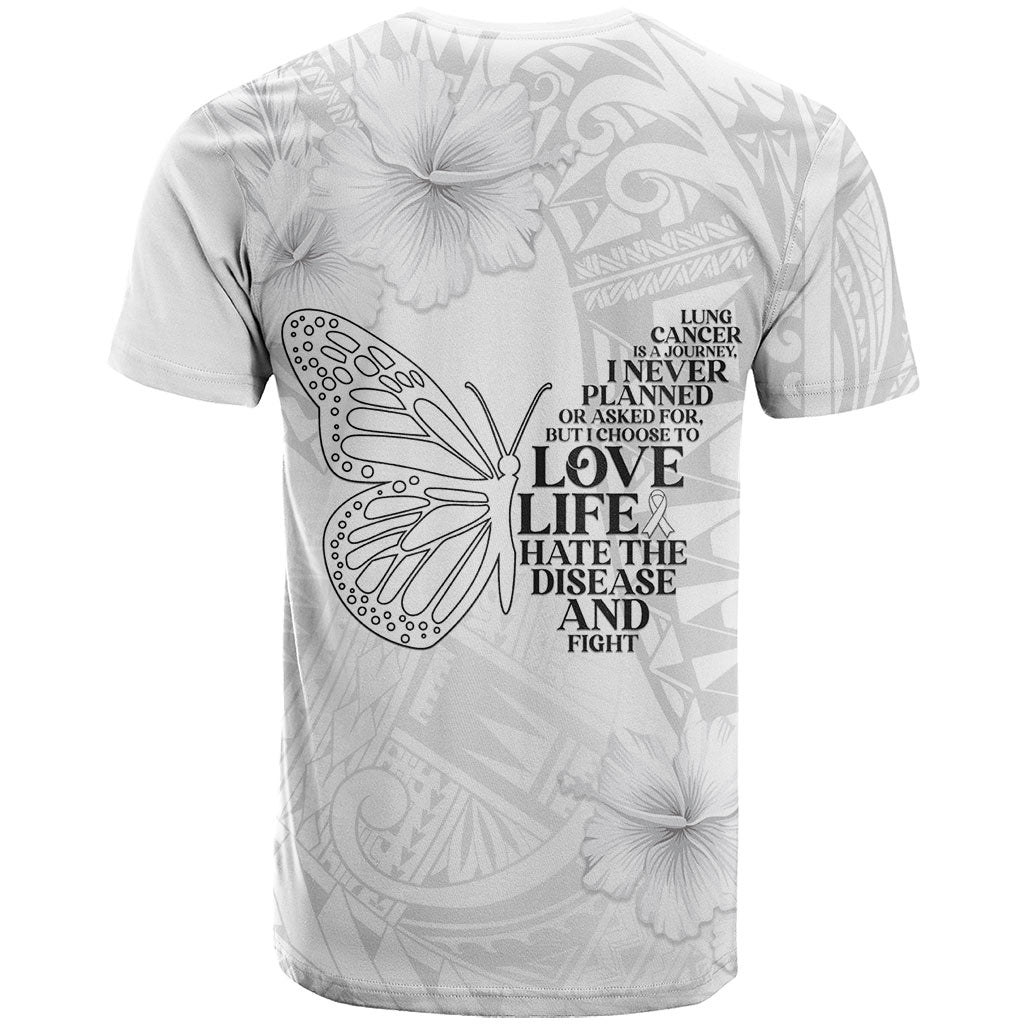Lung Cancer Support T Shirt Never Give Up Polynesian Style