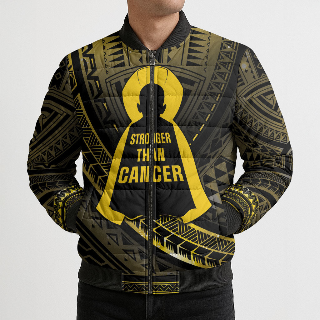 Personalised Polynesia Childhood Cancer Support Bomber Puffer Jacket You Are Stronger Than Cancer