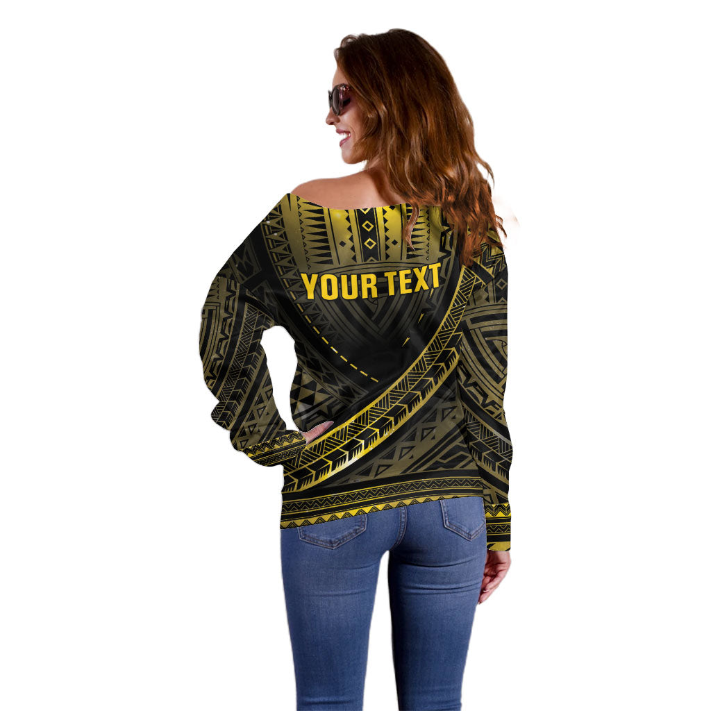 Personalised Polynesia Childhood Cancer Support Off Shoulder Sweater You Are Stronger Than Cancer