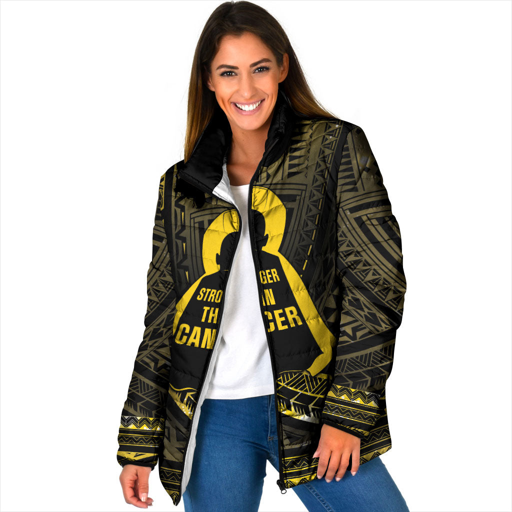 Personalised Polynesia Childhood Cancer Support Padded Jacket You Are Stronger Than Cancer