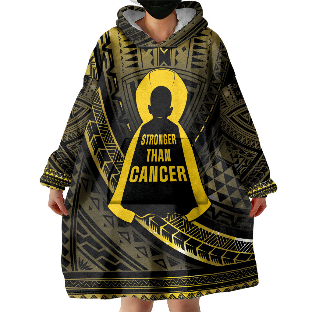 Personalised Polynesia Childhood Cancer Support Wearable Blanket Hoodie You Are Stronger Than Cancer