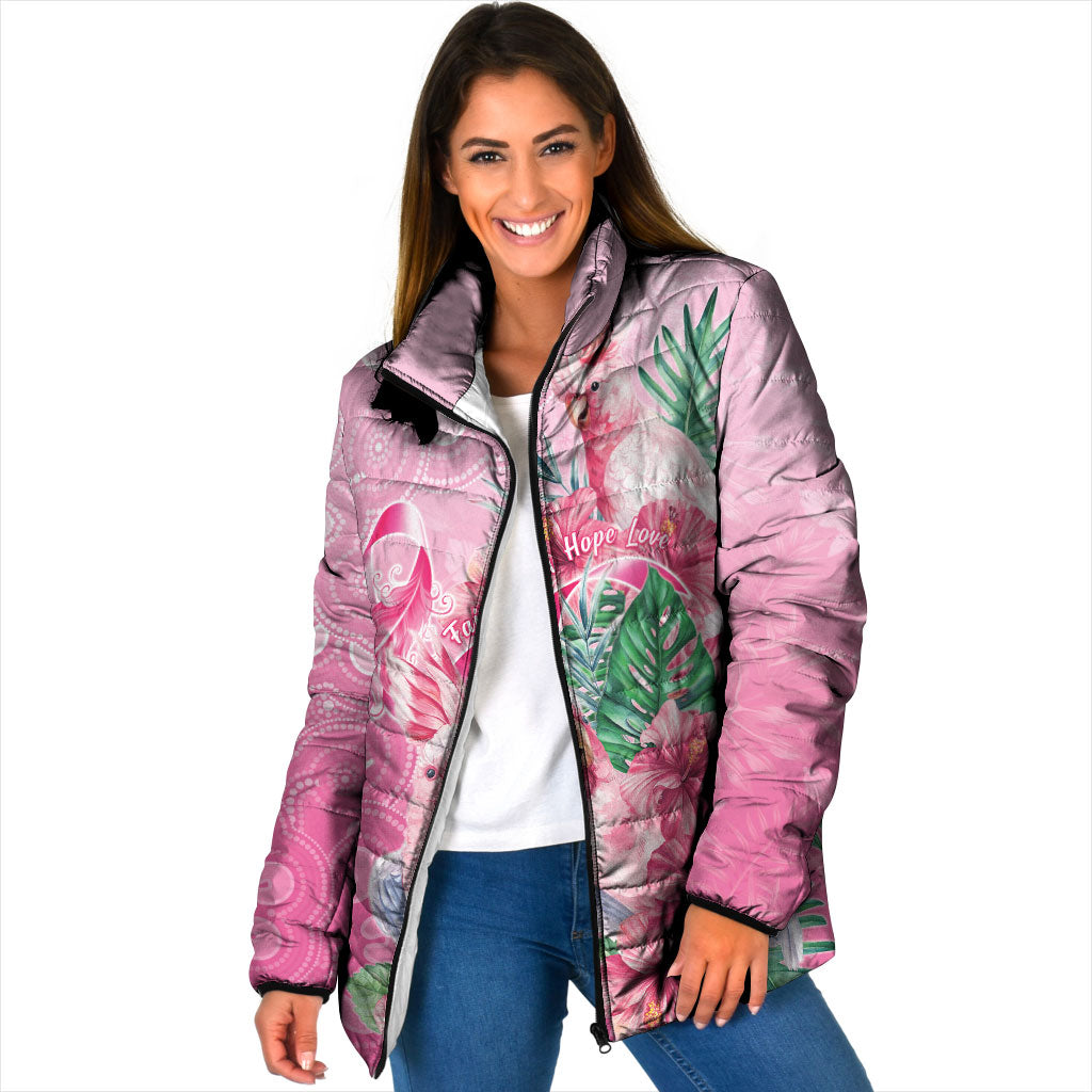Australia Cockatoos Breast Cancer Padded Jacket Faith Hope Love