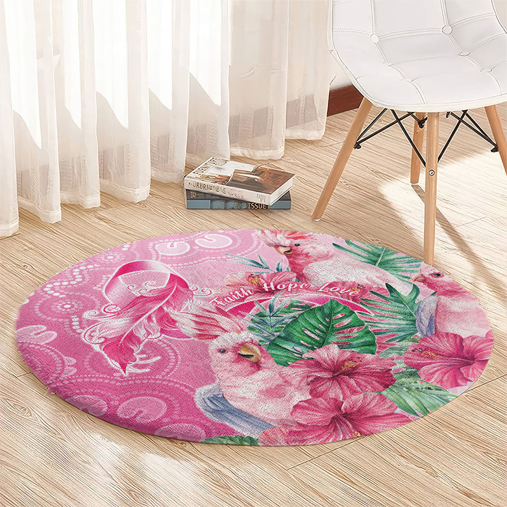 Australia Cockatoos Breast Cancer Round Carpet Faith Hope Love