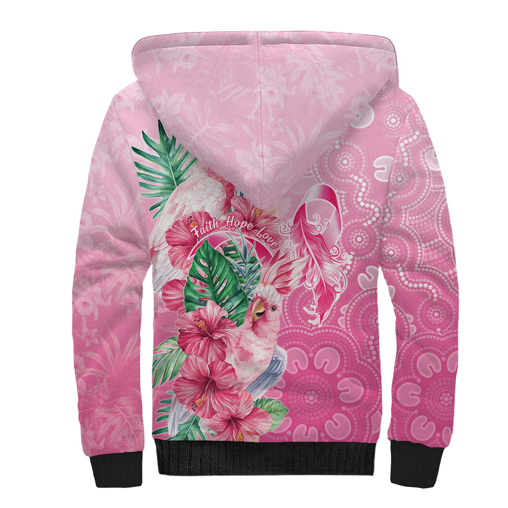 Australia Cockatoos Breast Cancer Sherpa Hoodie Faith Hope Love