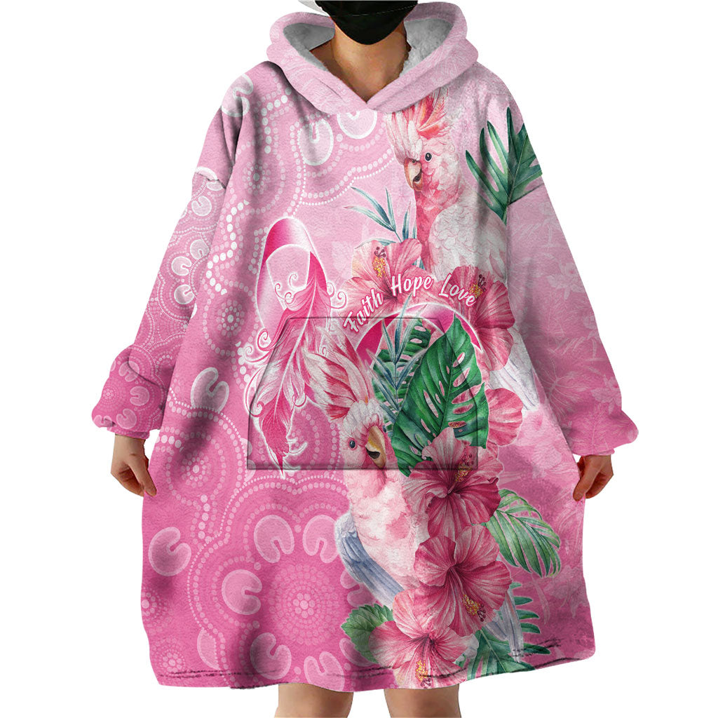 Australia Cockatoos Breast Cancer Wearable Blanket Hoodie Faith Hope Love