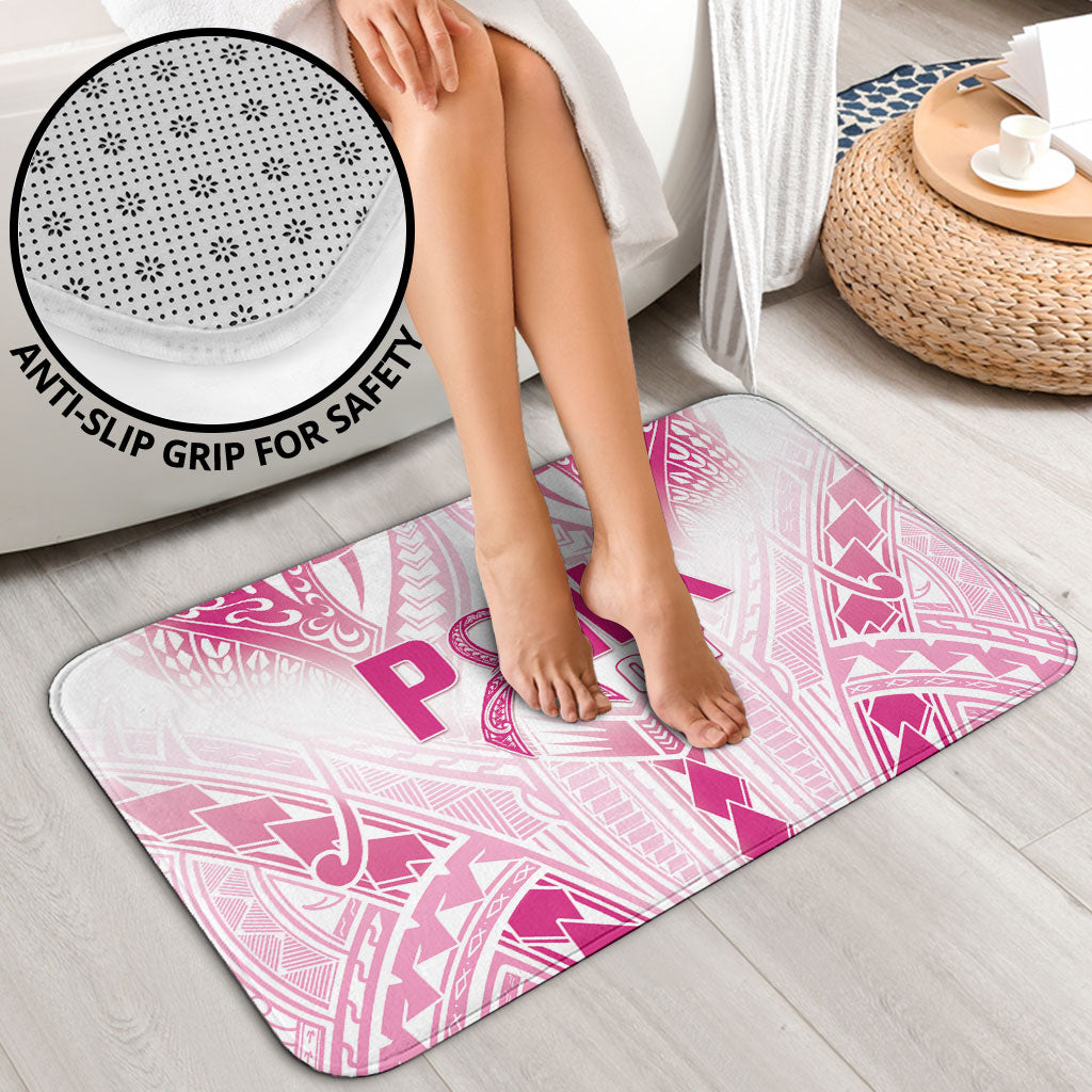 Breast Cancer Pink Out Bathroom Set Polynesian Art Tattoo White Version
