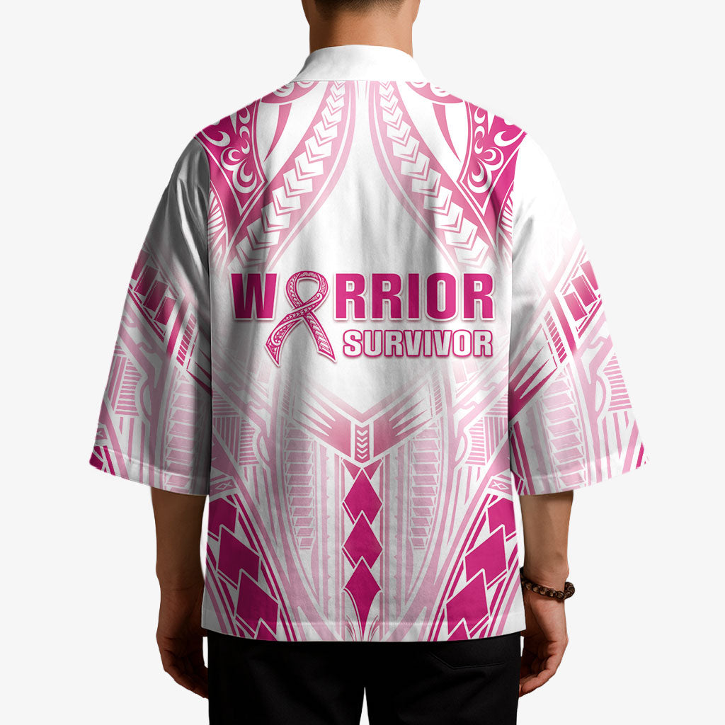 Breast Cancer Pink Out Kimono Polynesian Art Tattoo White Version