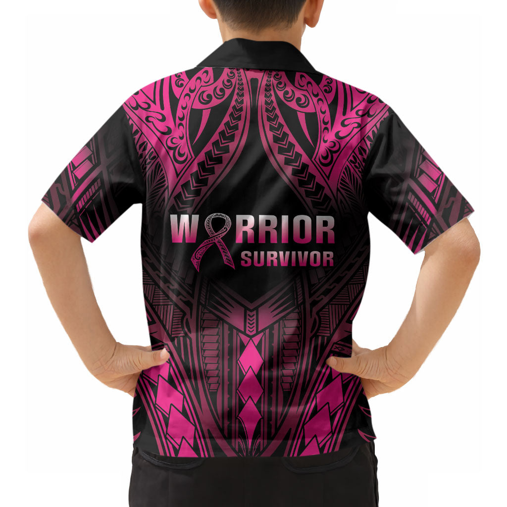 Breast Cancer Pink Out Hawaiian Shirt Polynesian Art Tattoo Black Version
