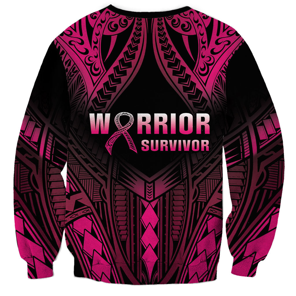 Breast Cancer Pink Out Sweatshirt Polynesian Art Tattoo Black Version