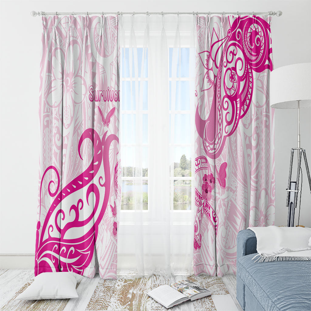 Breast Cancer Support Window Curtain Ribbon Polynesian Pattern White Version