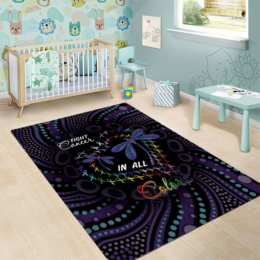 Fight Cancer In All Colors Australia Indigenous Area Rug Dragonflies Aboriginal Art