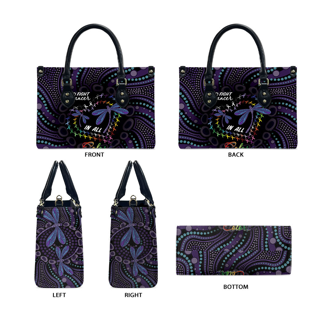 Fight Cancer In All Colors Australia Indigenous Leather Bag Dragonflies Aboriginal Art