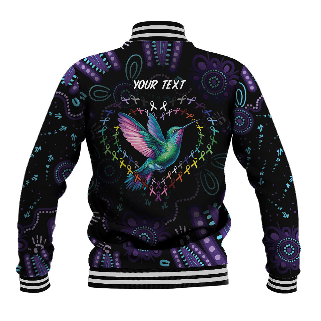 Personalized Australia Indigenous Aboriginal Arts Baseball Jacket Hummingbird - Fight Cancer In All Colors