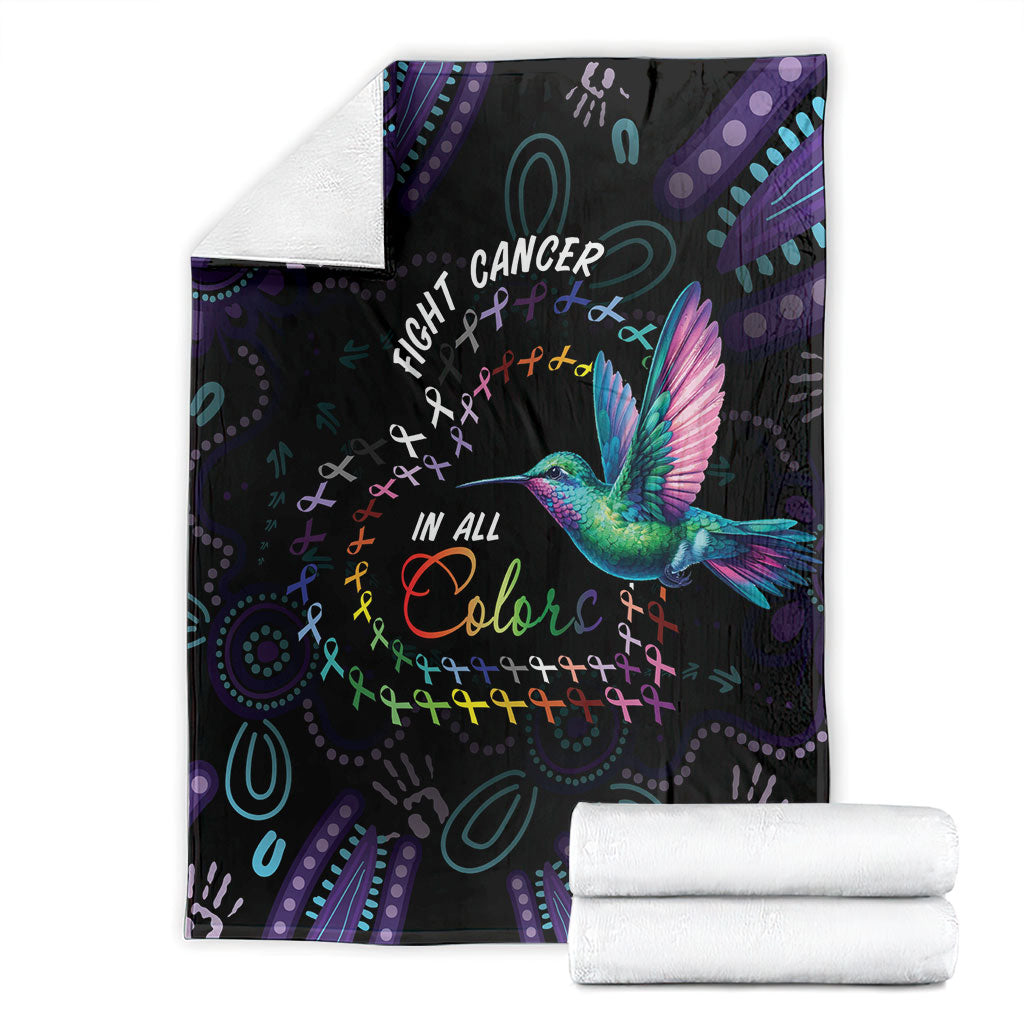 Australia Indigenous Aboriginal Arts Blanket Hummingbird - Fight Cancer In All Colors