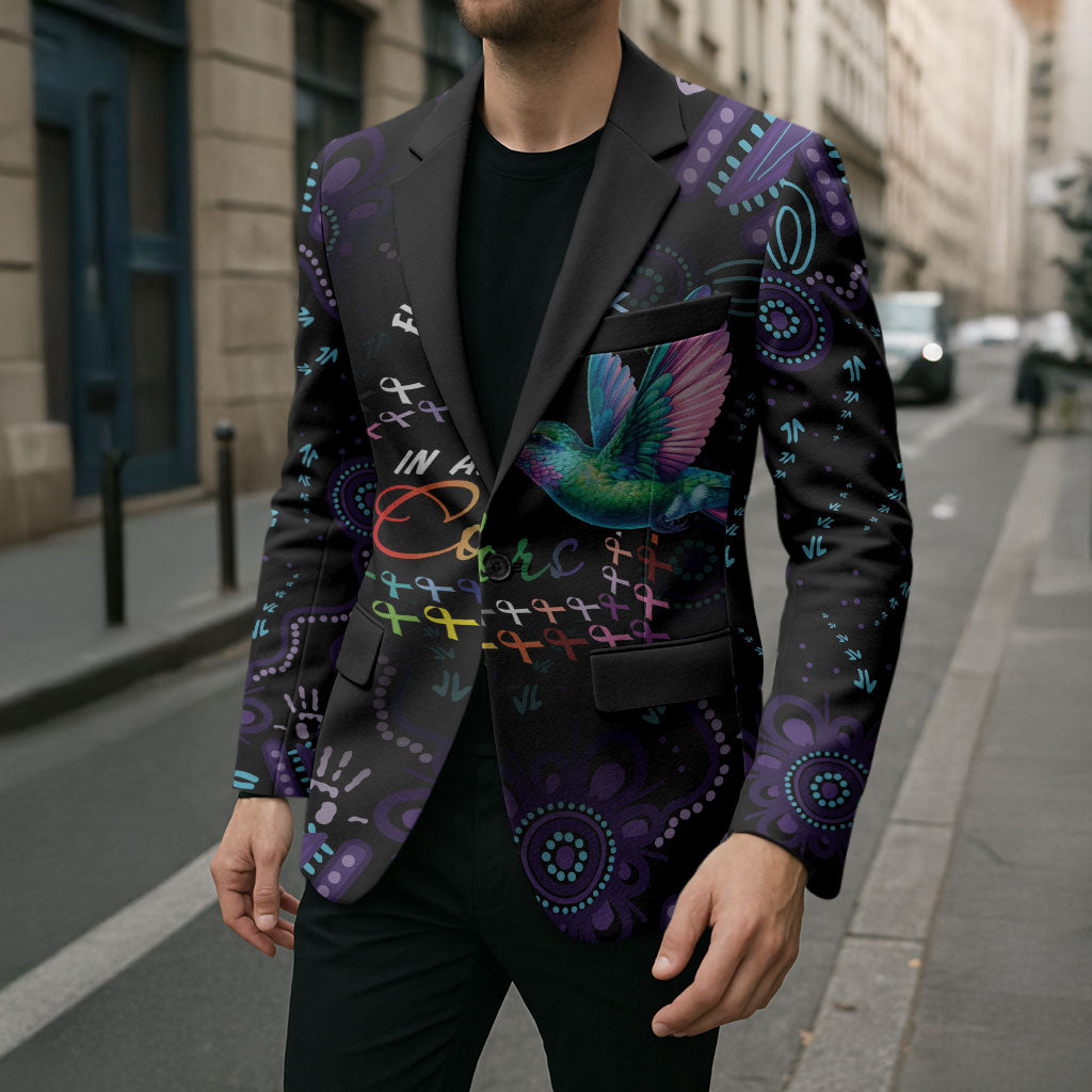 Personalized Australia Indigenous Aboriginal Arts Blazer Hummingbird - Fight Cancer In All Colors