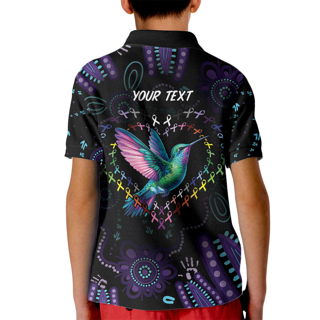 Personalized Australia Indigenous Aboriginal Arts Kid Polo Shirt Hummingbird - Fight Cancer In All Colors