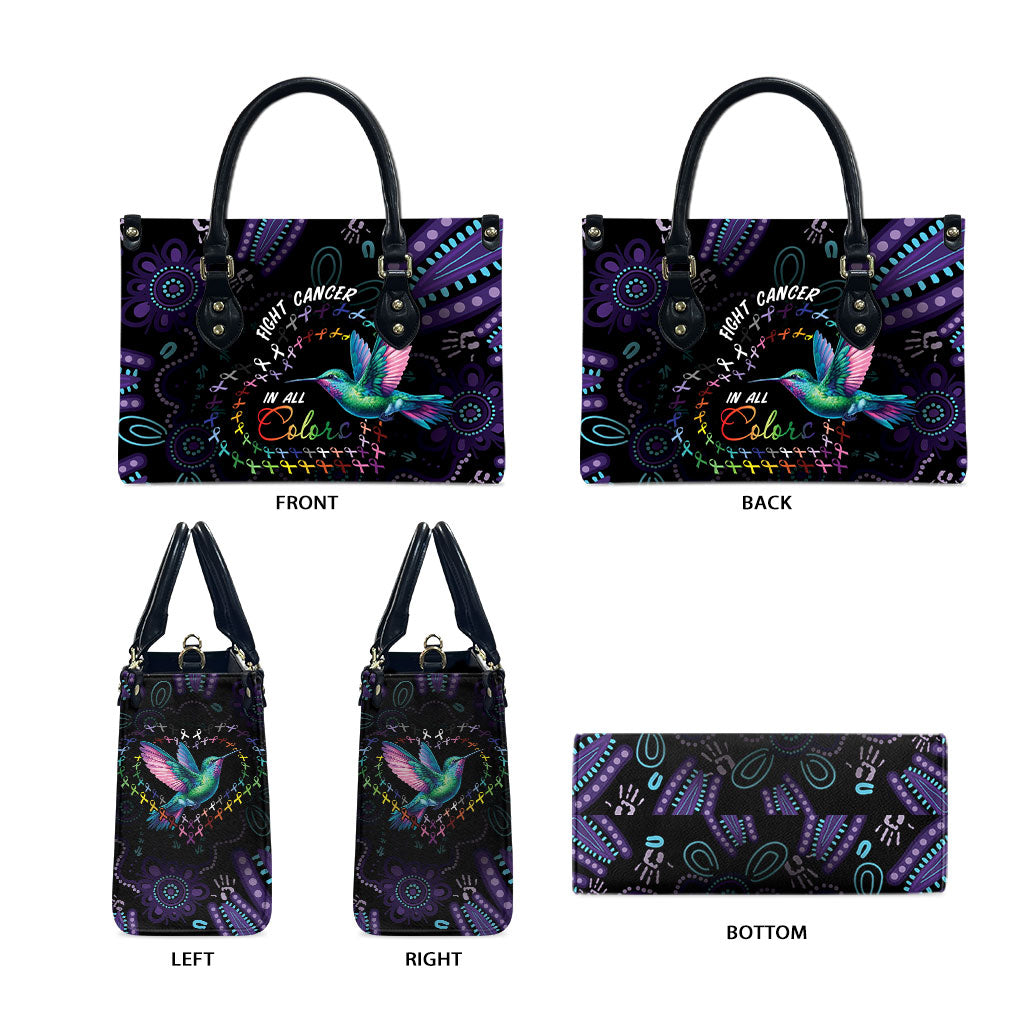 Australia Indigenous Aboriginal Arts Leather Bag Hummingbird - Fight Cancer In All Colors