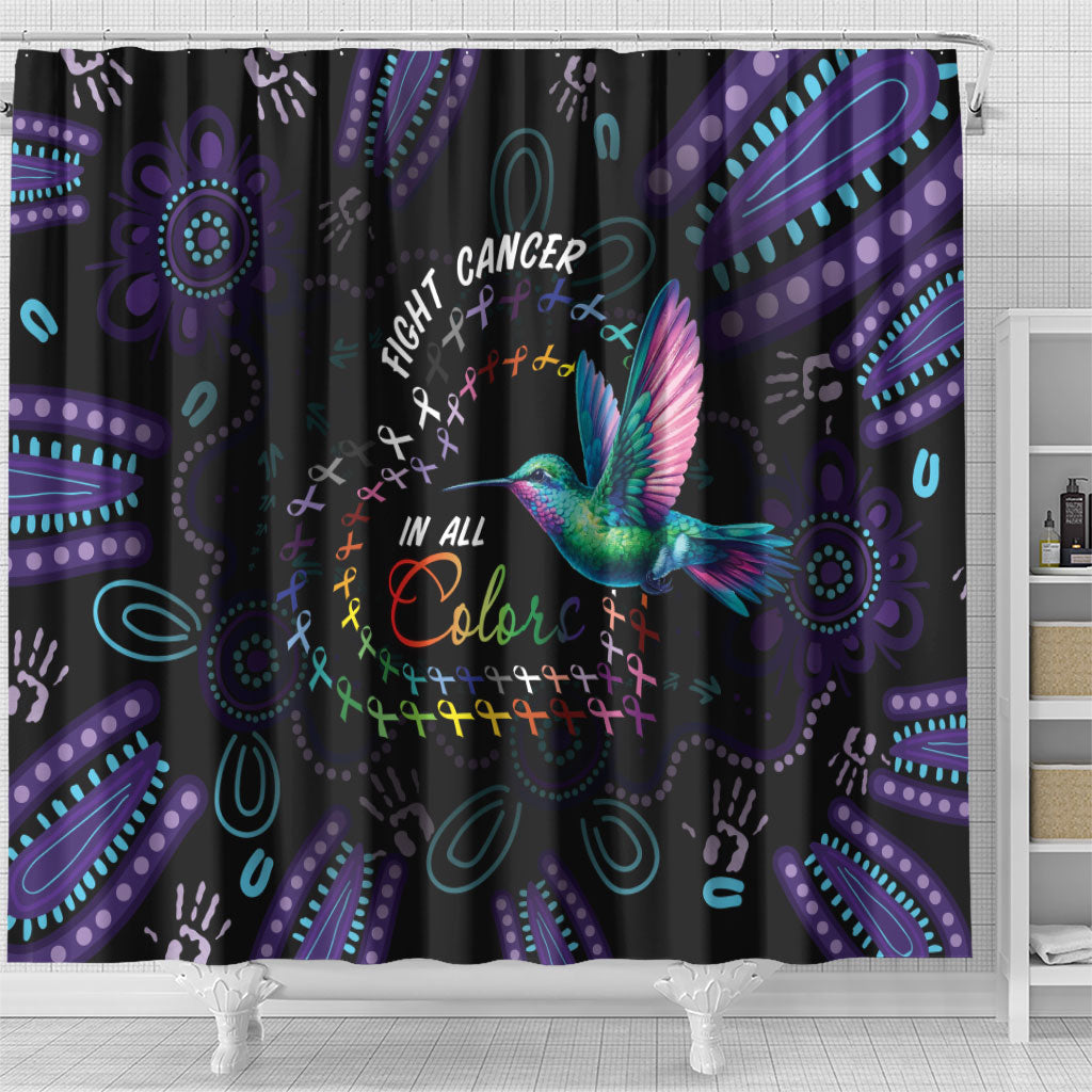 Australia Indigenous Aboriginal Arts Shower Curtain Hummingbird - Fight Cancer In All Colors