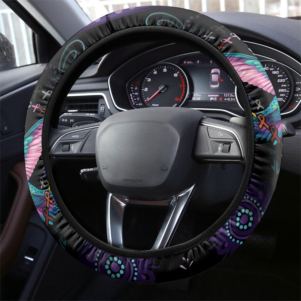 Australia Indigenous Aboriginal Arts Steering Wheel Cover Hummingbird - Fight Cancer In All Colors