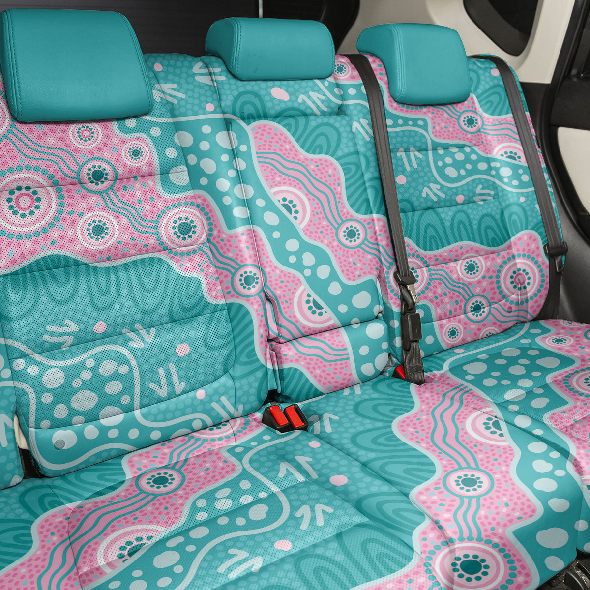 Hereditary Cancer Prevention Australia Indigenous Back Car Seat Cover Pink and Teal