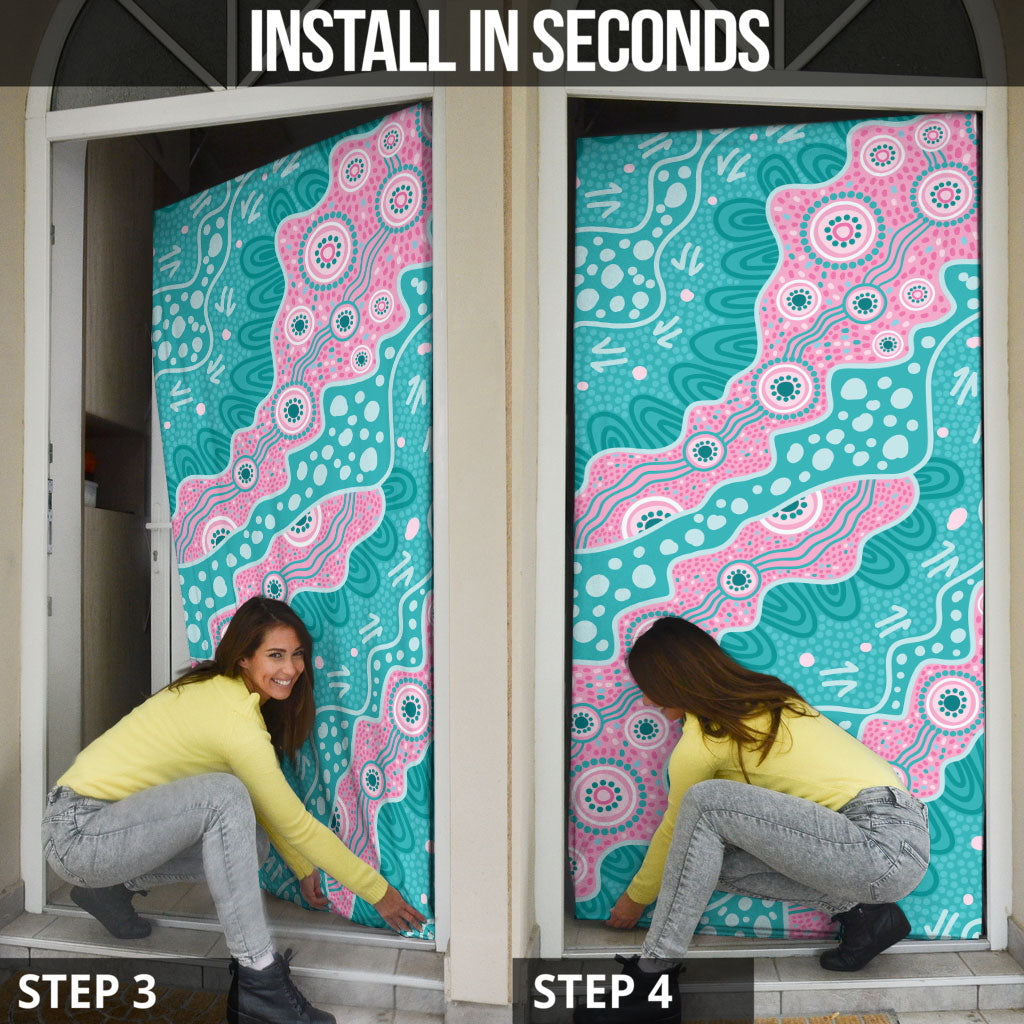 Hereditary Cancer Prevention Australia Indigenous Door Cover Pink and Teal