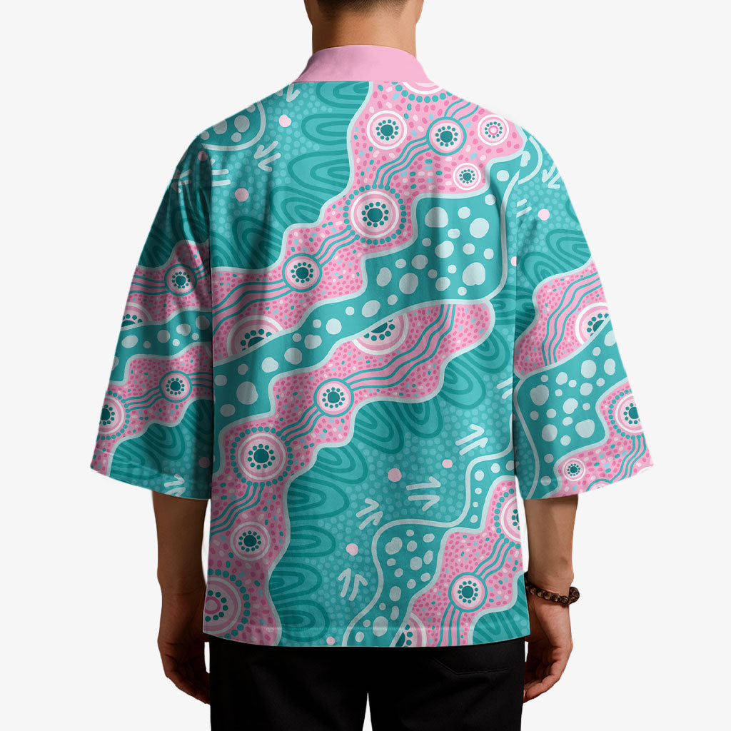 Hereditary Cancer Prevention Australia Indigenous Kimono Pink and Teal