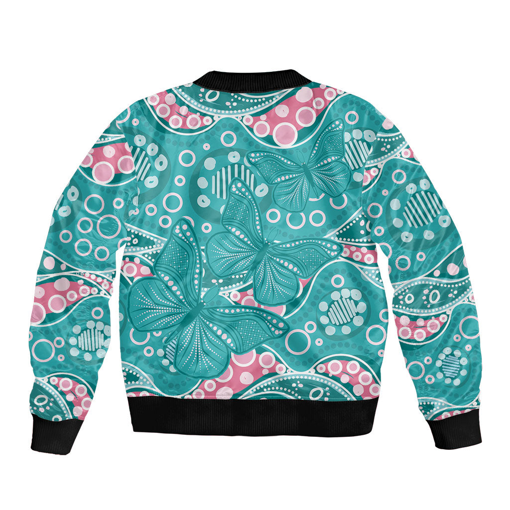 Australia Hereditary Cancer Prevention Bomber Jacket Aboriginal Butterflies