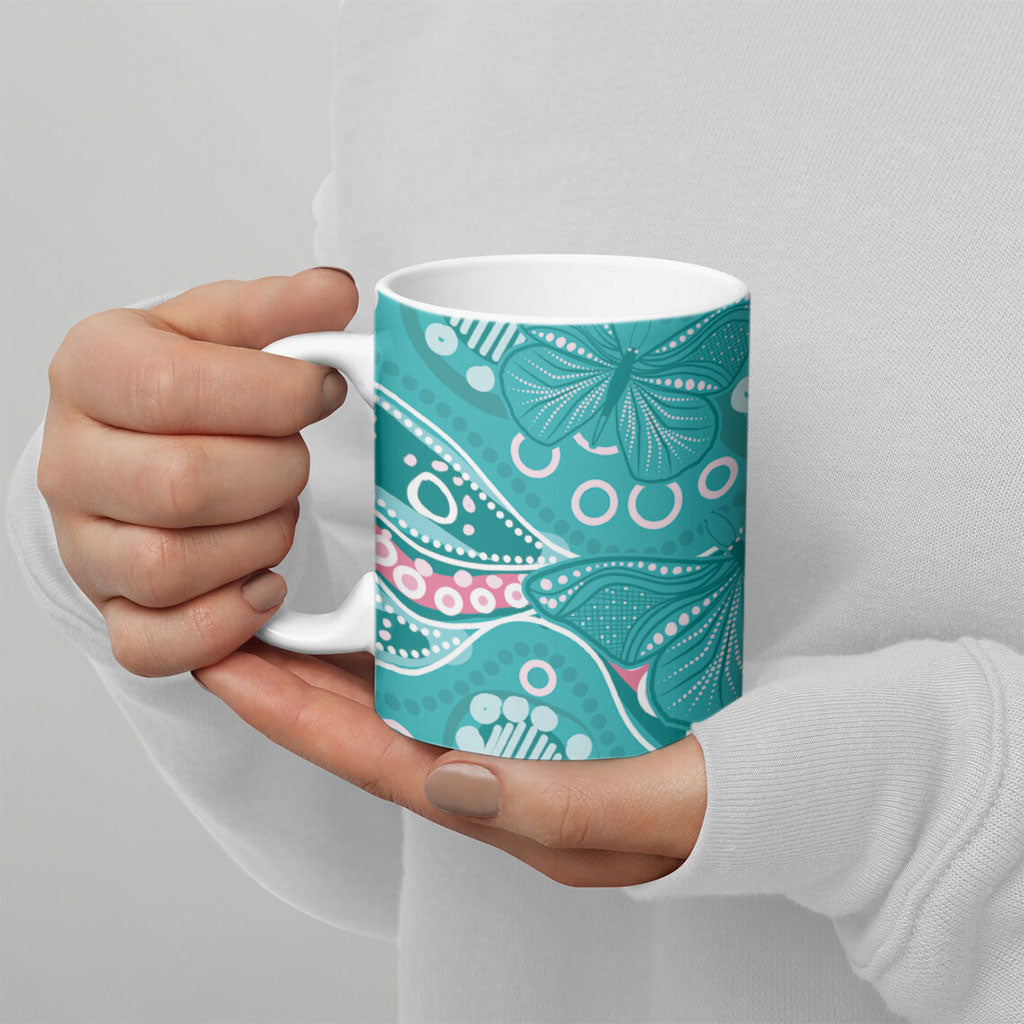 Australia Hereditary Cancer Prevention Ceramic Mug Aboriginal Butterflies