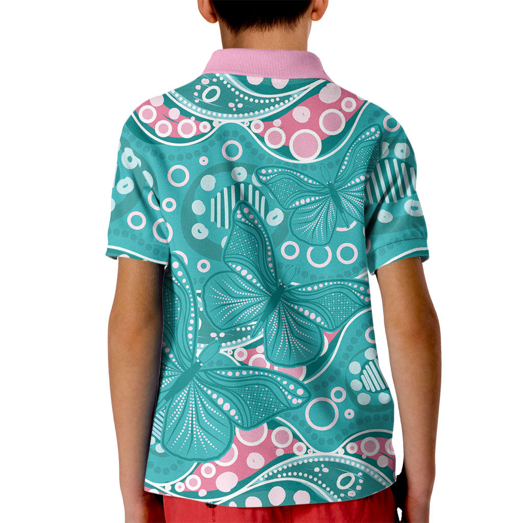 Australia Hereditary Cancer Prevention Kid Polo Shirt Aboriginal Butterflies