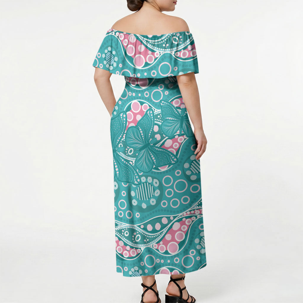 Australia Hereditary Cancer Prevention Off Shoulder Maxi Dress Aboriginal Butterflies
