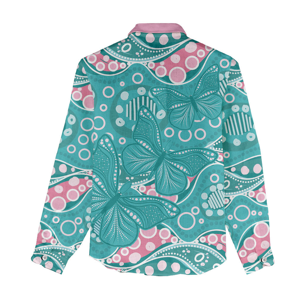 Australia Hereditary Cancer Prevention Women Casual Shirt Aboriginal Butterflies