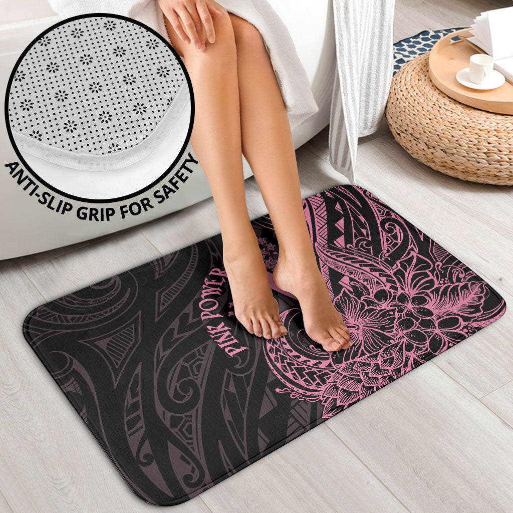 Polynesian Pink Power Bathroom Set Breast Cancer Ribbon Turtle and Flowers