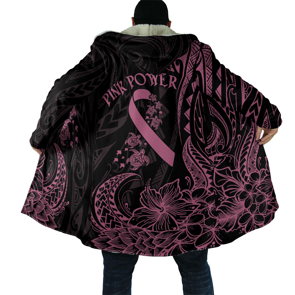 Polynesian Pink Power Cloak Breast Cancer Ribbon Turtle and Flowers